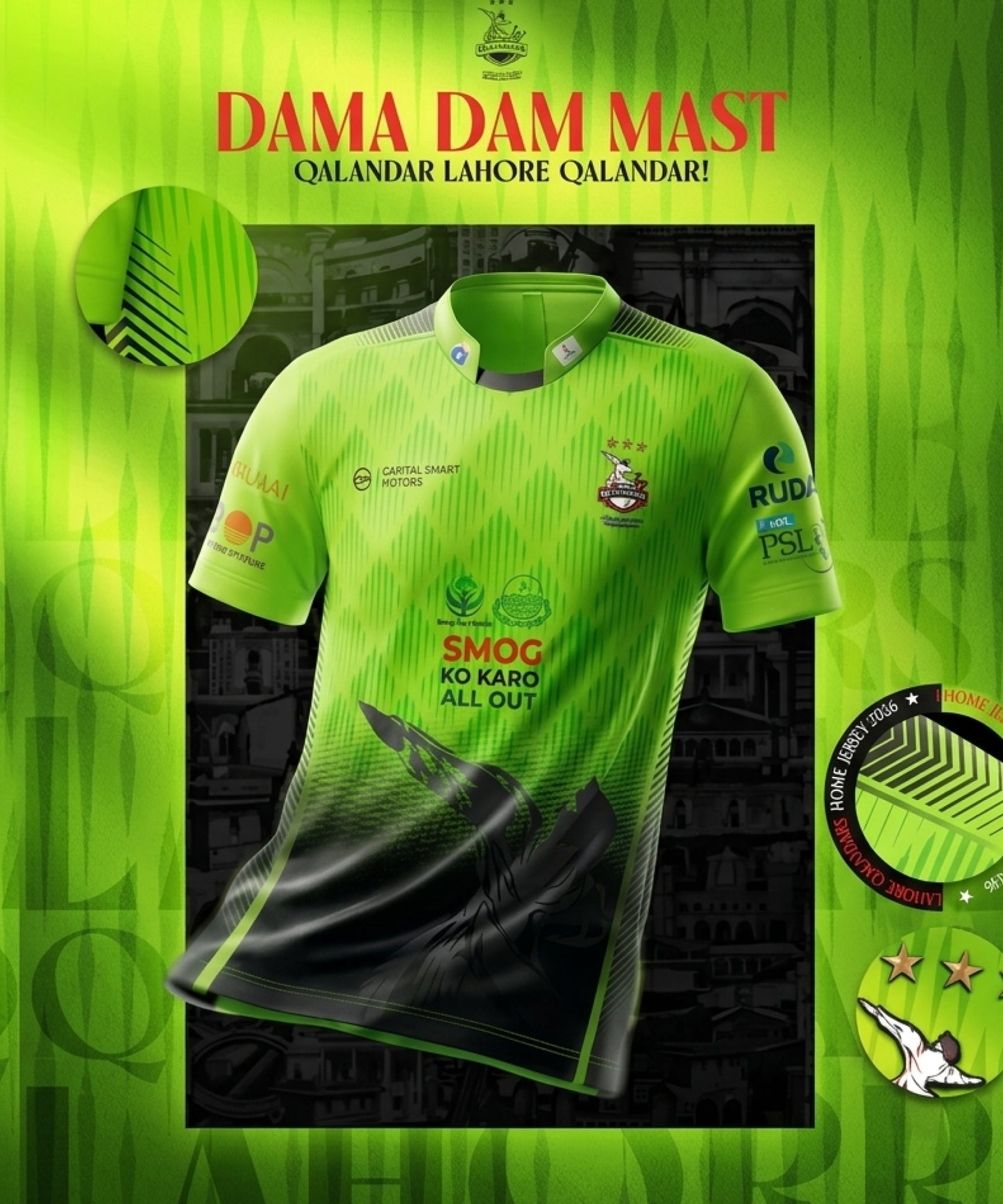 Lahore Qalandars Official PSL XI Fan Home Jersey